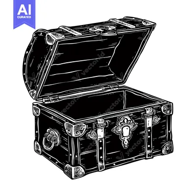 Aset premium populer: Open Wooden Chest with Ornate Details