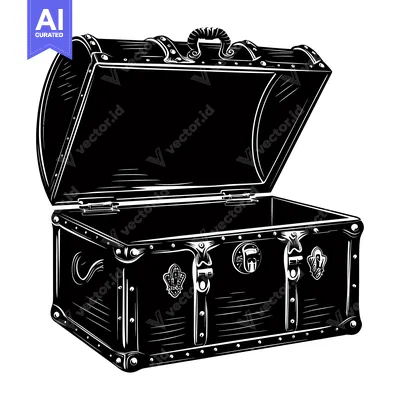 Open Antique Wooden Chest with Metal Hardware
