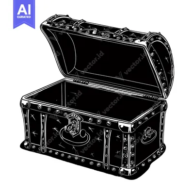 Open Vintage Wooden Chest with Metal Hardware and Ornate Lock