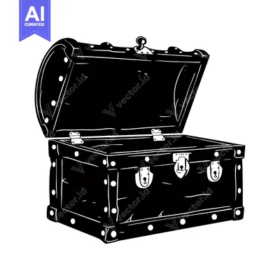 A Silhouette of an Open Wooden Treasure Chest