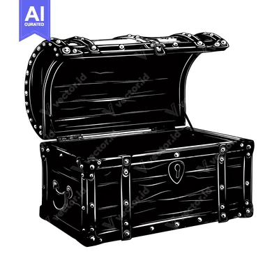 An Open Wooden Treasure Chest with Metal Accents