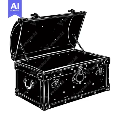 Open Antique Chest With Ornate Hinges and Hardware