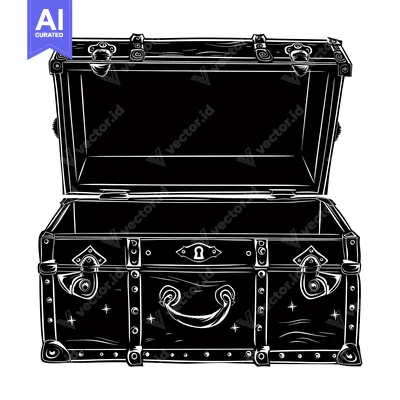 An Open Wooden Chest with Metal Accents and a Keyhole