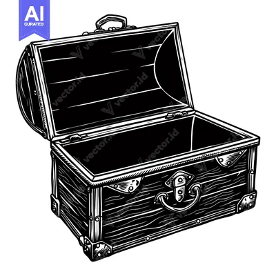 An Open Wooden Chest with Metal Accents and Hinges