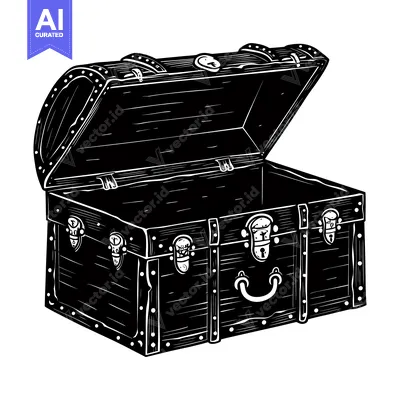 An Open Antique Wooden Chest With Metal Hardware