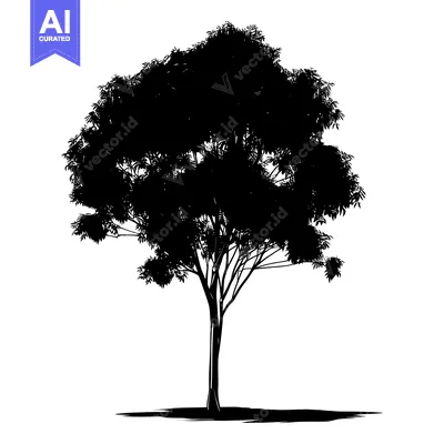 Premium design asset: Silhouette of a Tree with Thick Trunk and Branches