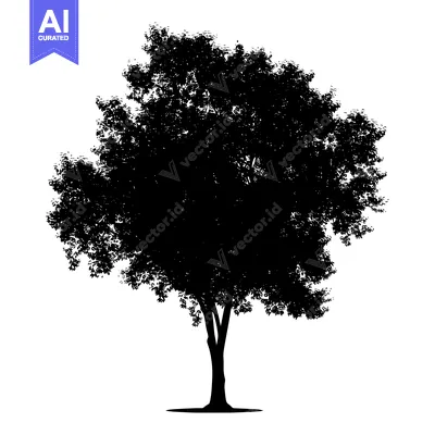 Aset desain premium: Silhouette of a Single Deciduous Tree