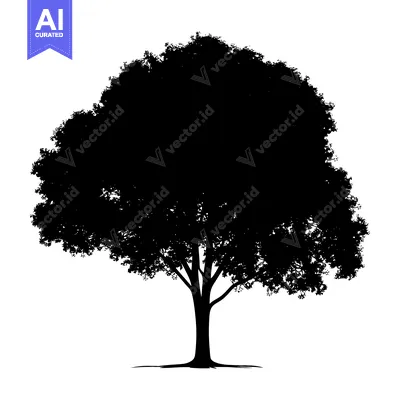 Aset premium populer: Black Silhouette of a Tree with Branches and Trunk
