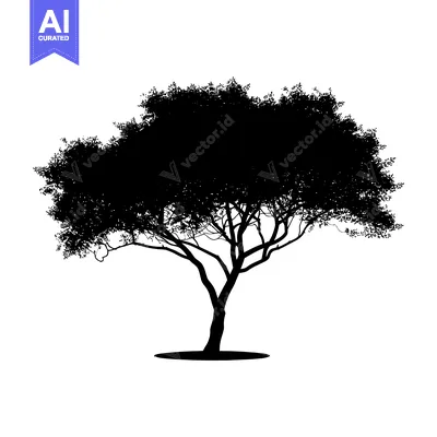 Aset desain premium: Silhouette of a Tree with Spreading Branches