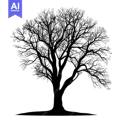 Premium design asset: Silhouette of a Bare-Branched Tree with a Thick Trunk