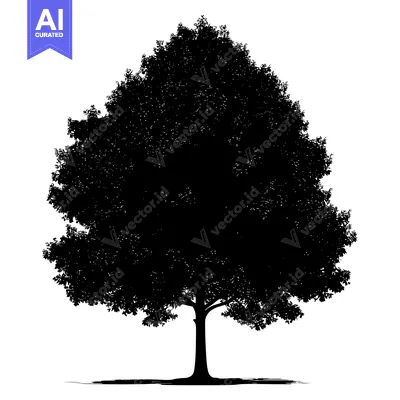 Aset premium populer: Silhouette of a Tall Tree with Lush Foliage