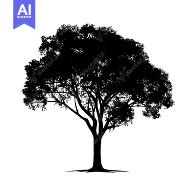 Aset premium populer: Black Silhouette of a Tree with Branches and Trunk