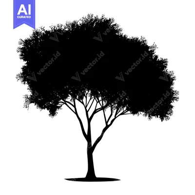 Silhouette of a Tree with Spreading Branches