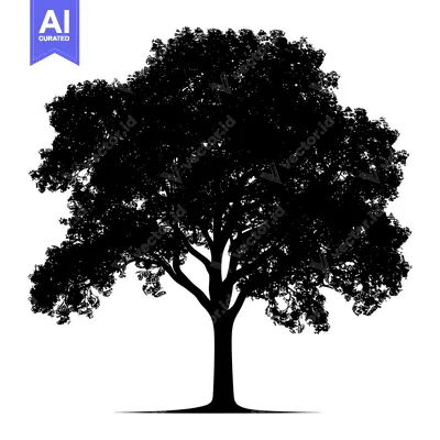 Popular premium asset: Black Silhouette of a Large, Full Tree with Many Branches