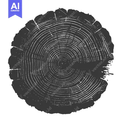 Aset desain premium: A Detailed Illustration of a Tree Trunk Cross-Section with Growth Ring