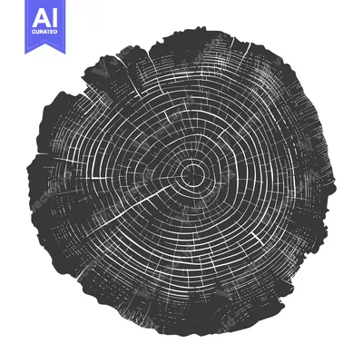 Popular premium asset: Black and White Illustration of a Tree Trunk Cross Section