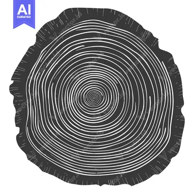 Aset desain premium: Cross Section of a Tree Trunk with Visible Growth Rings