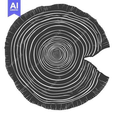 Aset premium populer: Black and White Illustration of a Tree Trunk Cross-Section