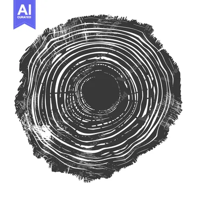 Premium design asset: Black and White Illustration of Tree Rings
