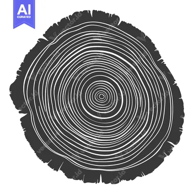 Premium design asset: Black and White Illustration of Tree Rings