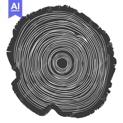 Aset desain premium: Cross-Section of a Tree Trunk with Visible Growth Rings