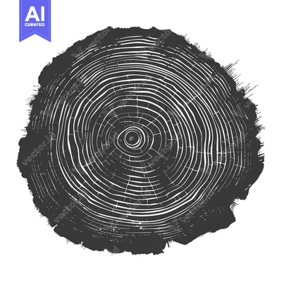 Premium design asset: A Black and White Illustration of a Tree Trunk Cross-Section
