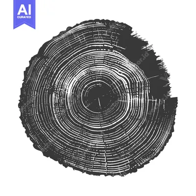 Premium design asset: Cross-section of a Tree Trunk with Visible Growth Rings