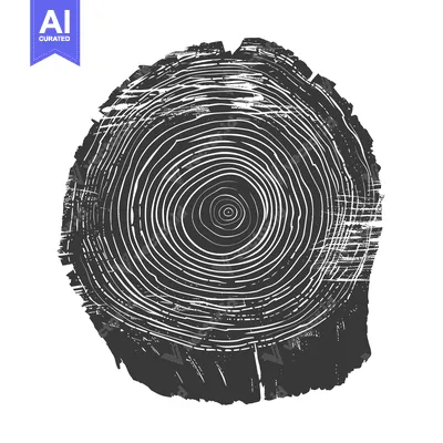 Popular premium asset: A Black and White Illustration of a Tree Stump's Cross Section