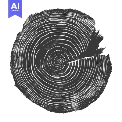 Popular premium asset: Black and White Illustration of a Tree Trunk Cross-Section with Rings