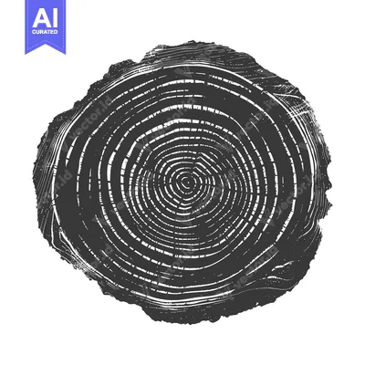 Aset premium populer: Black and White Illustration of Tree Trunk Cross Section