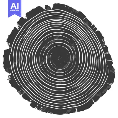 Aset desain premium: A Cross-Section of a Tree Trunk Showing Concentric Growth Rings