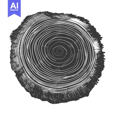 Aset premium populer: Black and White Illustration of a Tree Trunk Cross-Section
