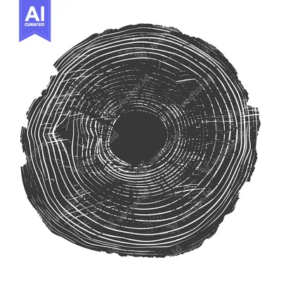 Popular premium asset: A Black and White Illustration of a Tree Trunk Cross-Section
