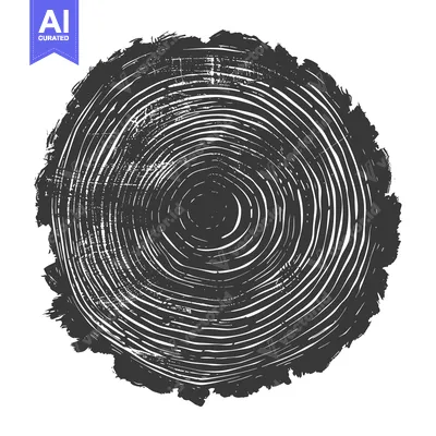 Premium design asset: Black and White Illustration of a Tree Trunk Cross Section