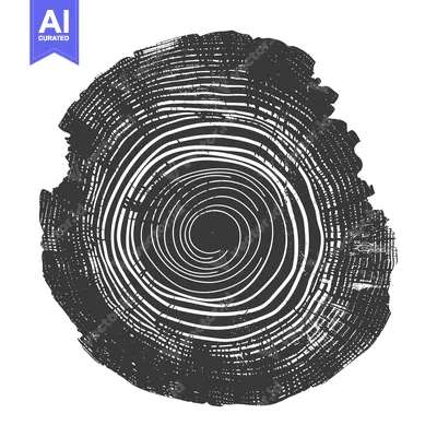 Aset premium populer: Black and White Illustration of a Tree Trunk Cross-Section