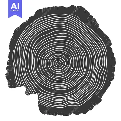 Popular premium asset: Black and White Illustration of a Tree Trunk Cross Section