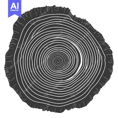 Premium design asset: A Detailed Cross-Section of a Tree Trunk, Displaying Growth Rings