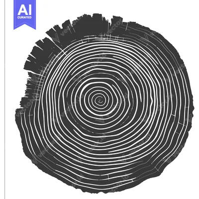 Aset desain premium: Cross Section of a Tree Trunk Revealing Growth Rings