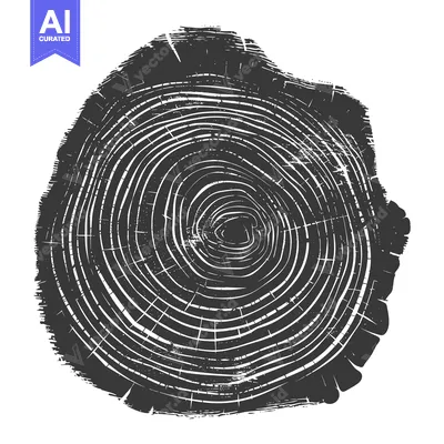 Popular premium asset: Black and White Grunge Illustration of a Tree Trunk Cross Section