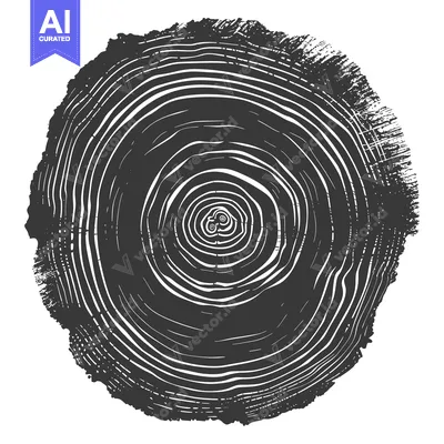 Aset premium populer: A Black and White Illustration of a Tree's Growth Rings