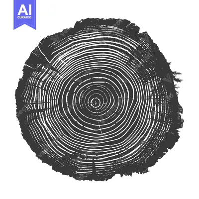 Aset premium populer: A Detailed Close-Up of a Tree Trunk Cross-Section Showing Annual Growt