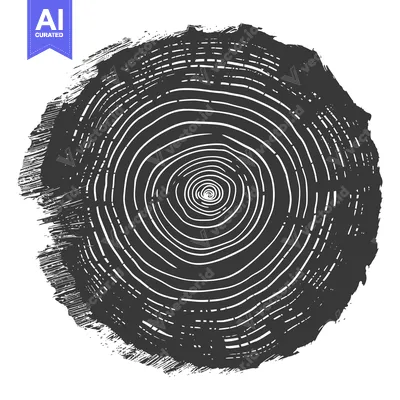 Aset premium populer: A Black and White Illustration of a Tree Trunk Cross Section