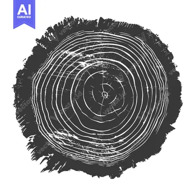 Popular premium asset: A Circular Black and White Illustration of a Tree Cross Section