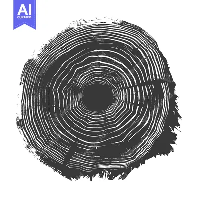 Aset premium populer: Black and White Tree Rings Circular Graphic Design