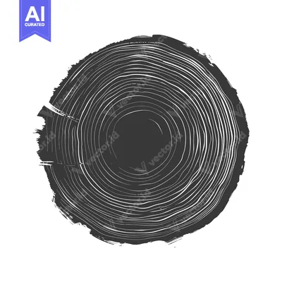 Premium design asset: Black and White Tree Ring Cross Section Illustration