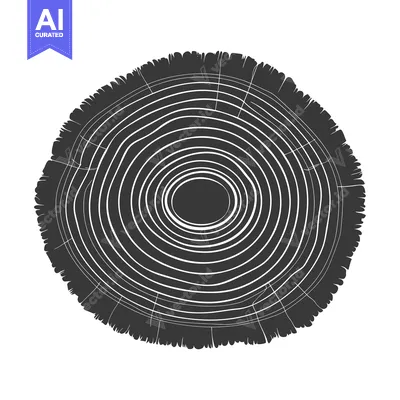 Popular premium asset: Black and White Illustration of a Tree Trunk Cross Section