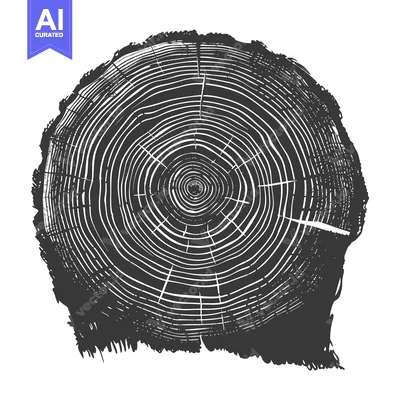 Cross-section of a tree trunk with concentric rings