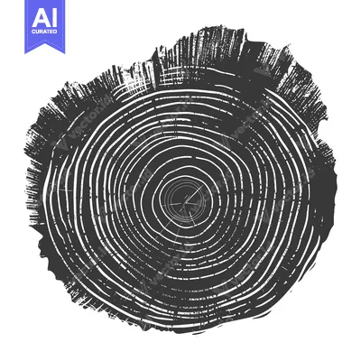 Aset desain premium: A close-up view of a tree trunk cross-section, showcasing concentric g
