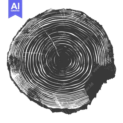 Aset desain premium: Cross Section of a Tree Trunk with Visible Growth Rings