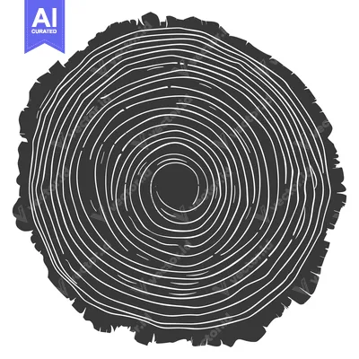 Aset desain premium: Cross-section of a tree trunk showing annual rings